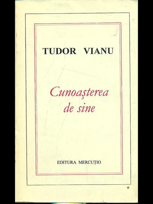 Cunoasterea de sine - Tudor Vianu - copertina