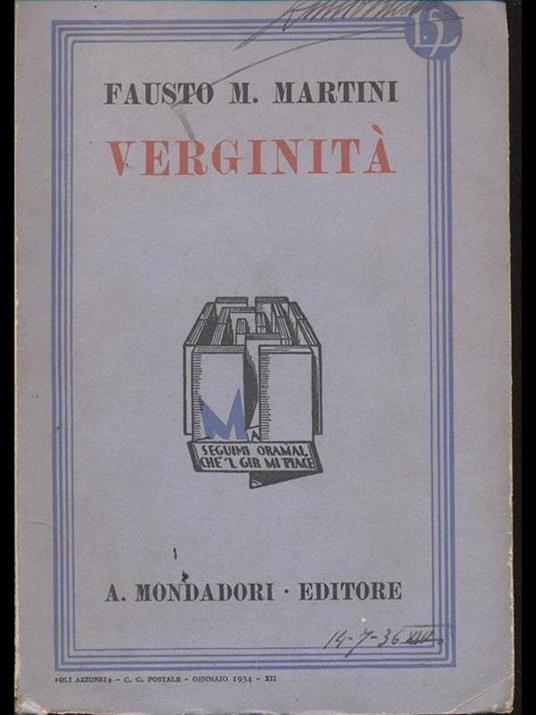 Verginità - Fausto M. Martini - copertina