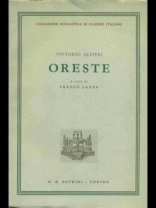Oreste - Vittorio Alfieri - copertina