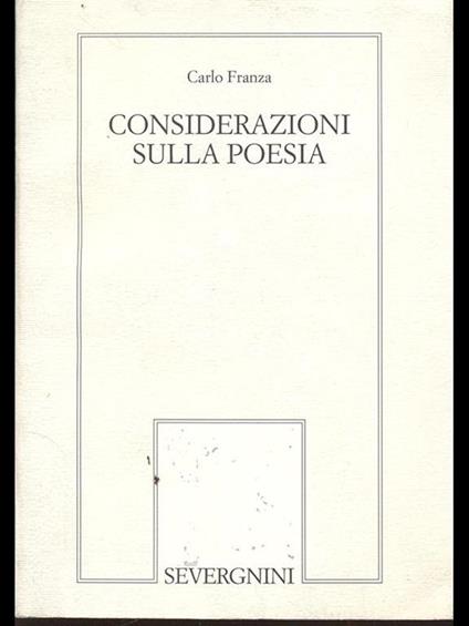 Considerazioni sulla poesia - Carlo Franza - copertina