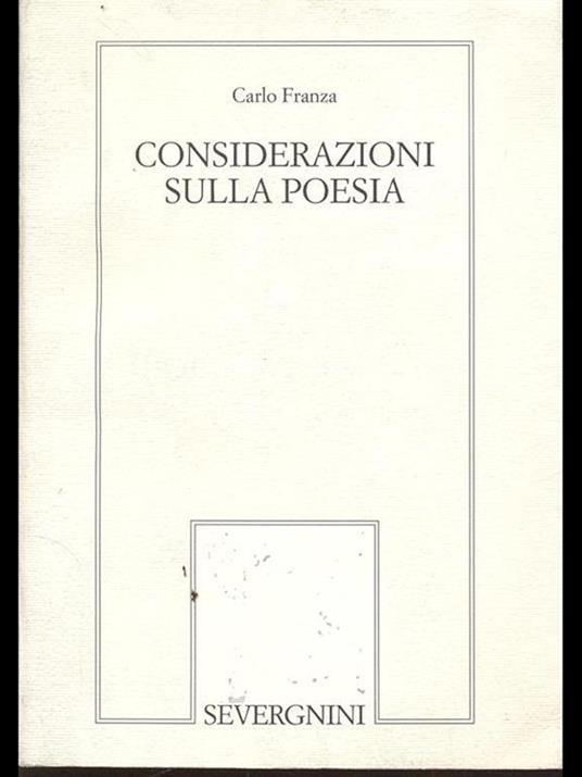 Considerazioni sulla poesia - Carlo Franza - copertina