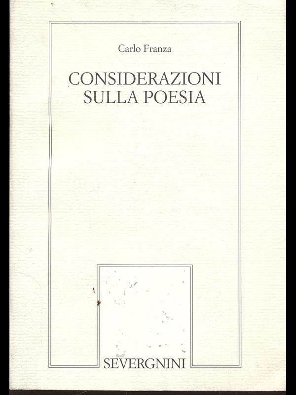 Considerazioni sulla poesia