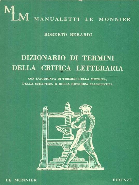 Dizionario di termini della critica letteraria - Roberto Berardi - copertina