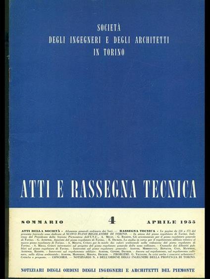 Atti e rassegna tecnica n. 4 / aprile 1955 - copertina