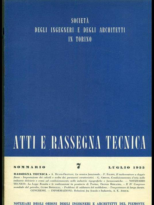 Atti e rassegna tecnica n. 7/luglio 1955 - copertina