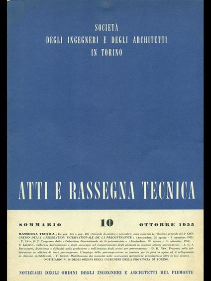 Atti e rassegna tecnica n. 10/ottobre 1955 - copertina
