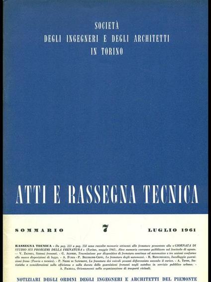 Atti e rassegna tecnica n. 7/luglio 1961 - copertina