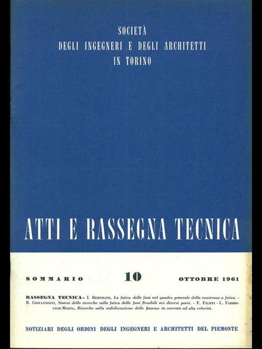 Atti e rassegna tecnica n. 10/ottobre 1961 - copertina