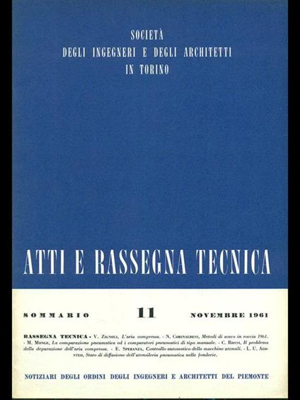 Atti e rassegna tecnica n. 11/novembre 1961 - copertina
