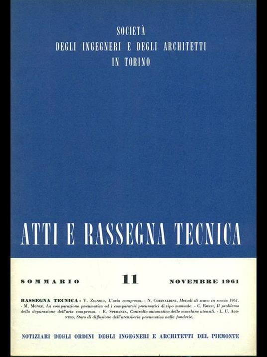 Atti e rassegna tecnica n. 11/novembre 1961 - copertina