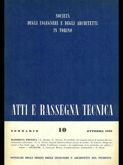 Atti e rassegna tecnica n. 10/ottobre 1963 - copertina