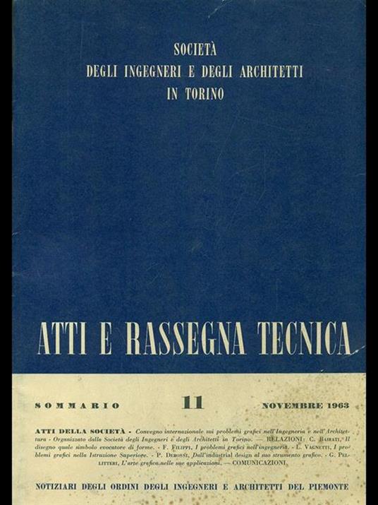 Atti e rassegna tecnica n. 11/novembre 1963 - copertina