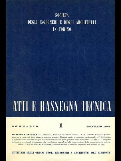 Atti e rassegna tecnica n. 1/gennaio 1964 - copertina