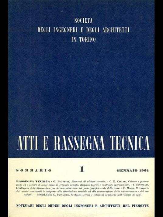 Atti e rassegna tecnica n. 1/gennaio 1964 - copertina