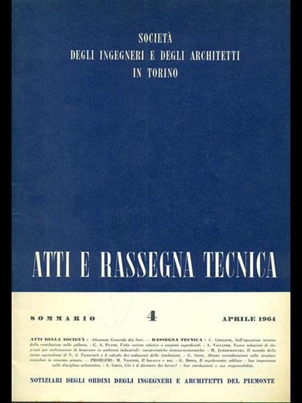 Atti e rassegna tecnica n. 4 / aprile 1964 - copertina