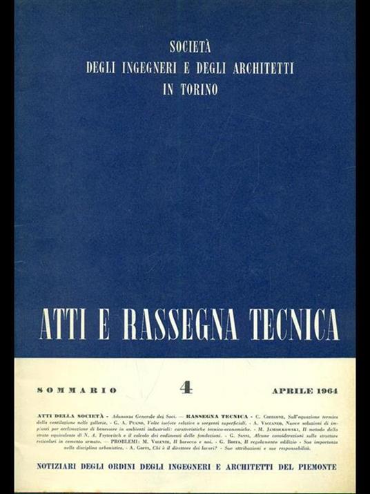 Atti e rassegna tecnica n. 4 / aprile 1964 - copertina