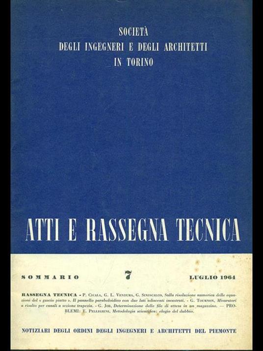 Atti e rassegna tecnica n. 7/luglio 1964 - copertina