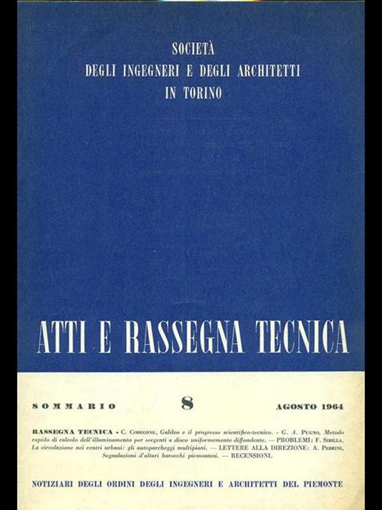 Atti e rassegna tecnica n.8/agosto 1964 - copertina