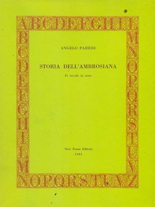 Storia dell'Ambrosiana - Angelo Paredi - copertina