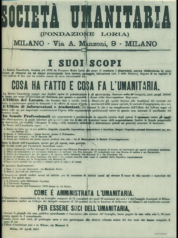 La  Società Umanitaria 1893-1963