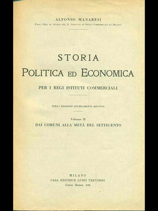 Storia politica ed economica. Vol. 2 - Alfonso Manaresi - copertina