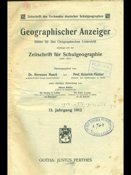 Geographisher anzeiger 13. Jahrgang - copertina
