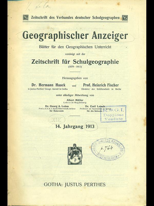 Geographisher anzeiger 14. Jahrgang