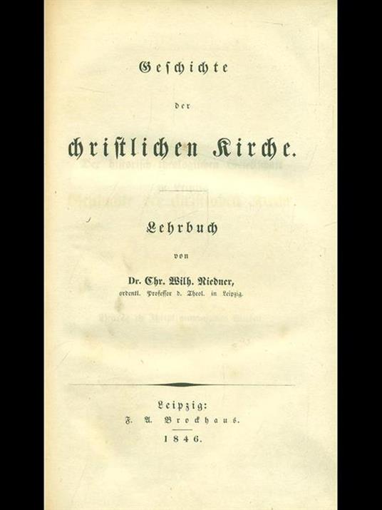 Geschichte der driftlichen kirche - W. Riedner - copertina