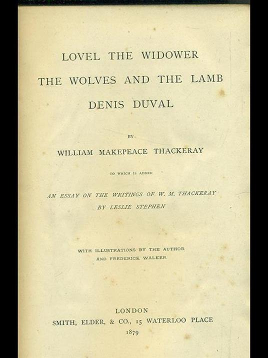 Lovel the widower - William M. Thackeray - copertina