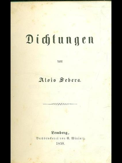 Dichtungen - Alois Sebera - copertina