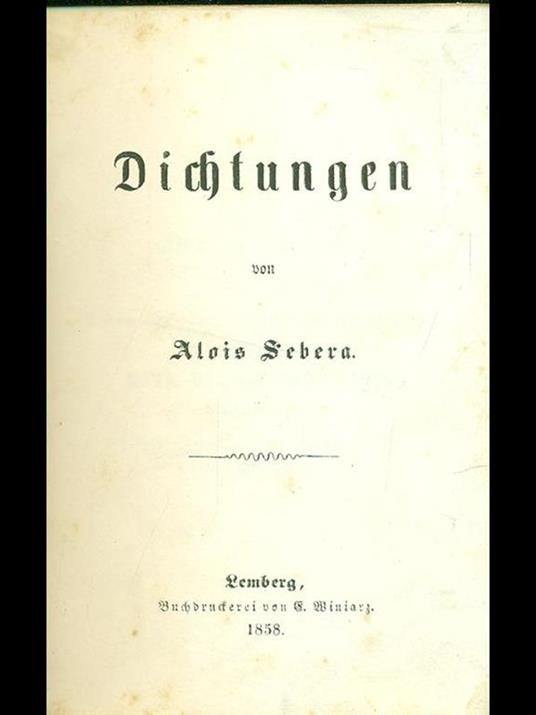 Dichtungen - Alois Sebera - copertina