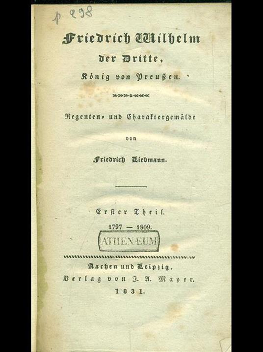 Friedrich Wilhjelm der dritte - copertina