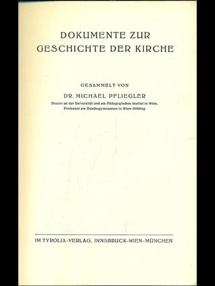 Dokumente zur geschichte der kirche - Michael Pfliegler - copertina