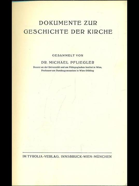 Dokumente zur geschichte der kirche - Michael Pfliegler - copertina