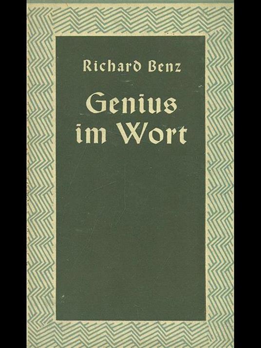 Genius im wort - Richard Benz - copertina