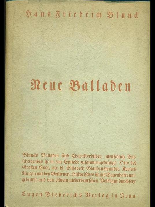 Neue balladen - Hans Friedrich - copertina