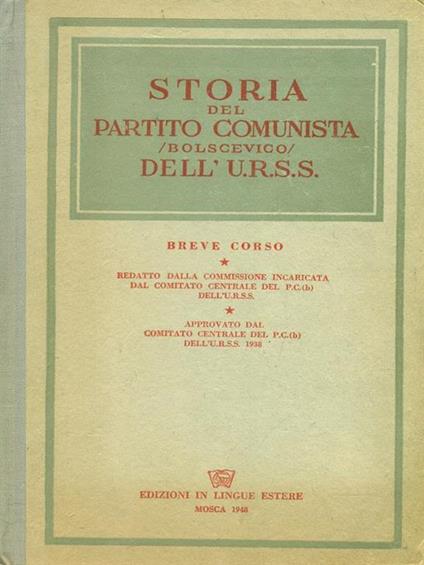 Storia del Partito comunista bolscevico dell'U.R.S.S. - copertina