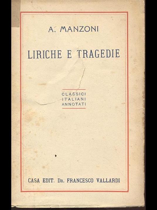 Liriche e tragedie - Alessandro Manzoni - copertina