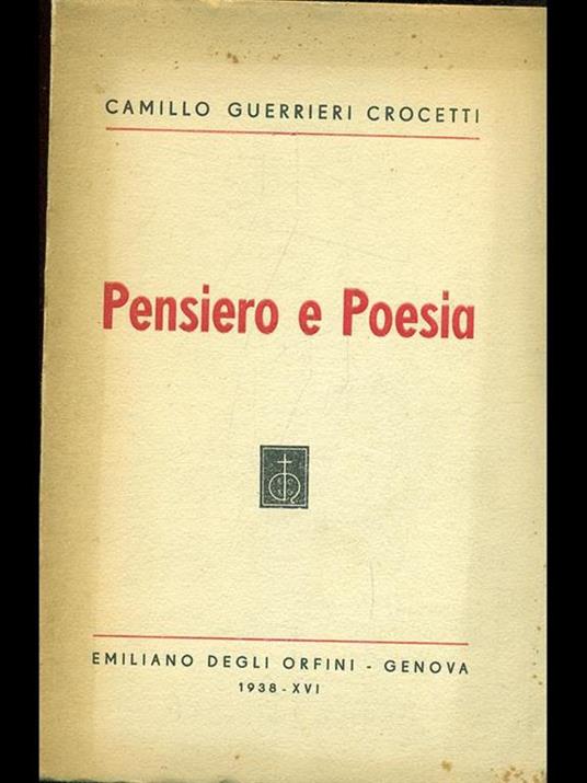 Pensiero e poesia - Camillo Guerrieri Crocetti - copertina