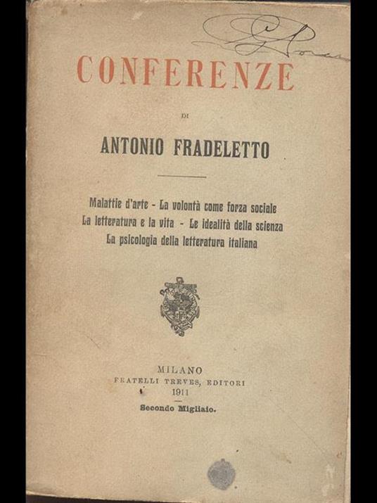 Conferenze - Antonio Fradeletto - copertina