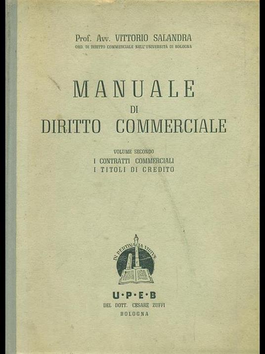 Manuale di diritto commerciale vol. 2 - Vittorio Salandra - copertina