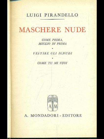Maschere nude - Luigi Pirandello - copertina