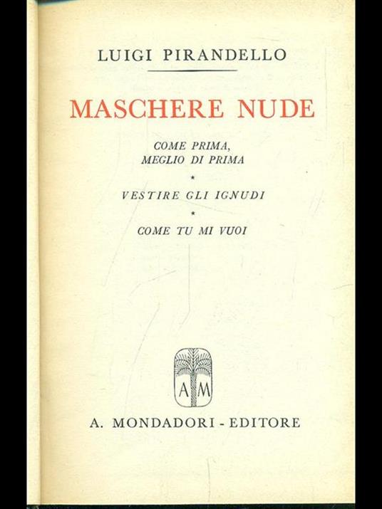 Maschere nude - Luigi Pirandello - copertina