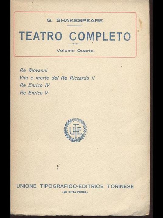 Teatro completo. Volume quarto - William Shakespeare - copertina