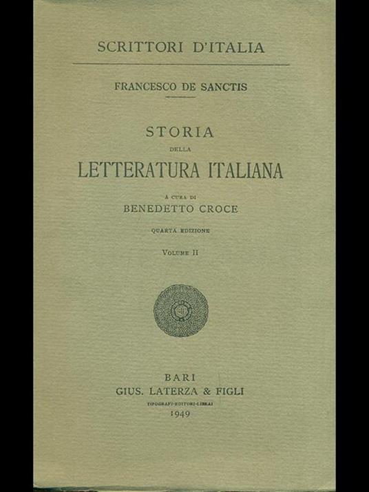 Storia della letteratura italiana Vol. II - Francesco De Sanctis - 2