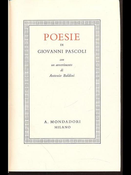 Poesie - Giovanni Pascoli - copertina