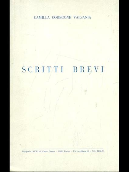 Scritti brevi - Camilla Codegone Valsania - copertina