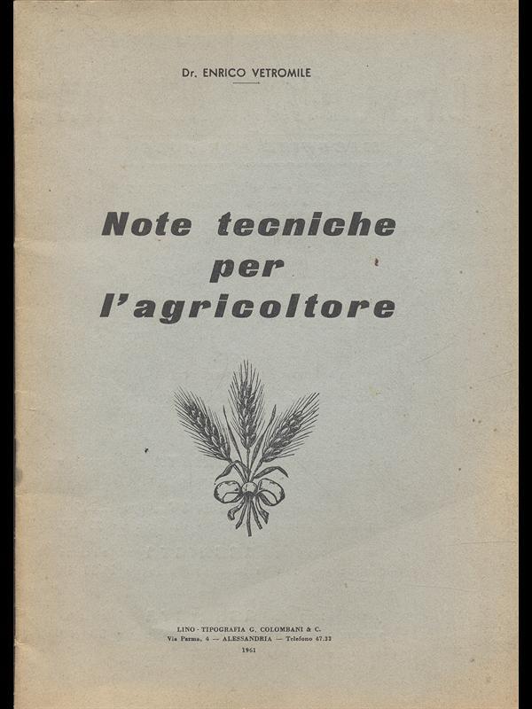 Note tecniche per l'agricoltore 1961