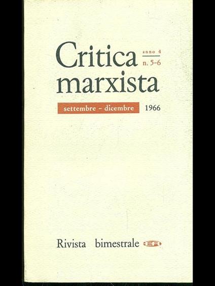 Critica marxista n. 5-6/settembre dicembre 1966 - copertina