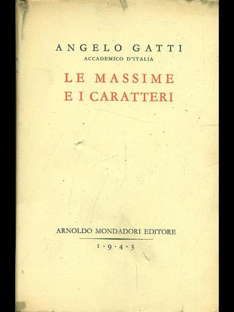 Le massime e i caratteri - Angelo Gatti - copertina